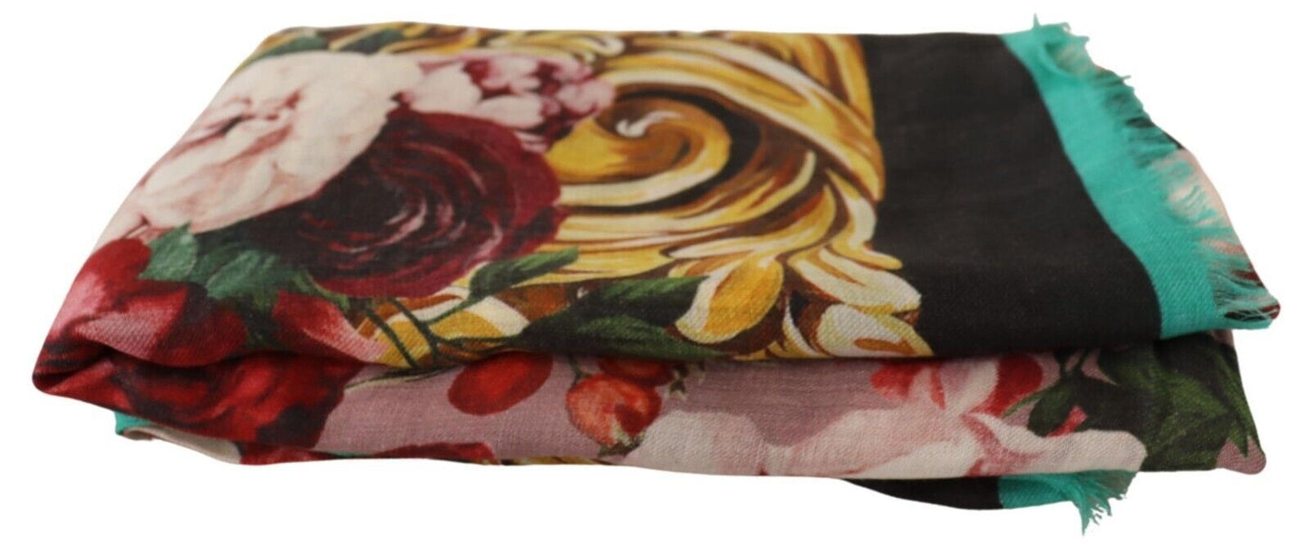 Dolce & Gabbana Elegant Floral Print Modal-Cashmere Scarf