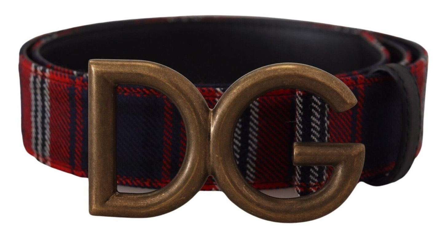 Dolce & Gabbana Elegant Multicolor Tartan Belt with Logo Buckle