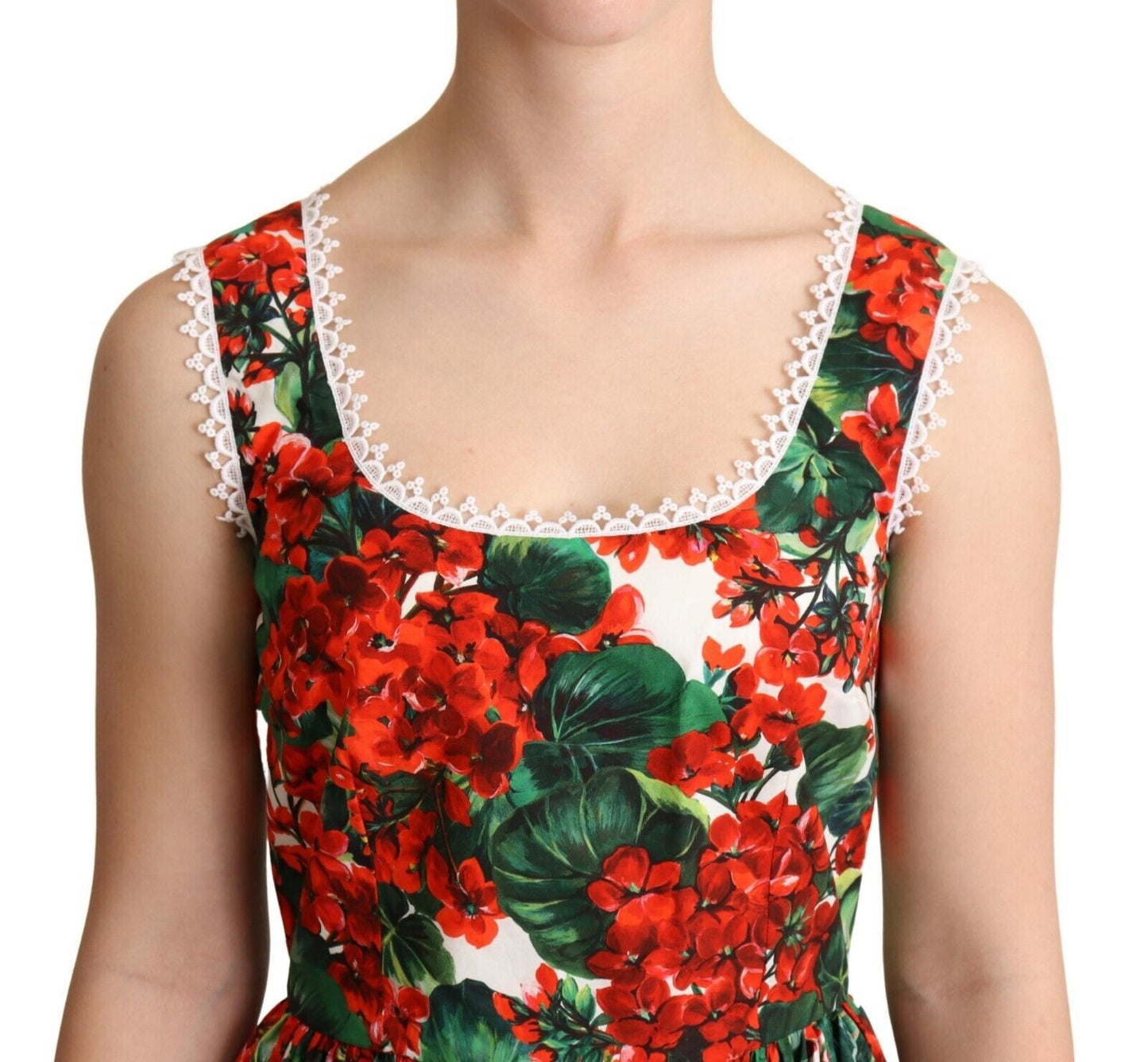 Dolce & Gabbana Red Floral Mini Dress with Zipper Closure