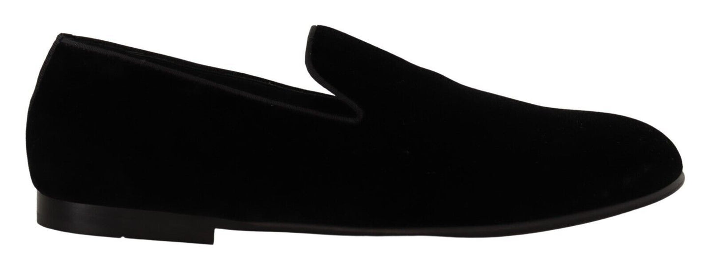 Dolce & Gabbana Elegant Black Velvet Loafers