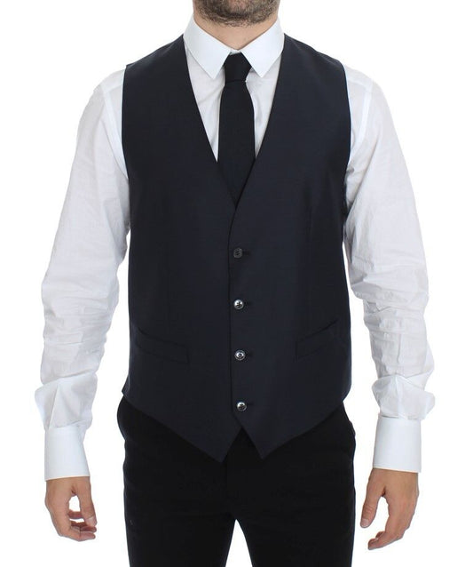 Dolce & Gabbana Blue Wool Formal Dress Vest Gilet Jacket