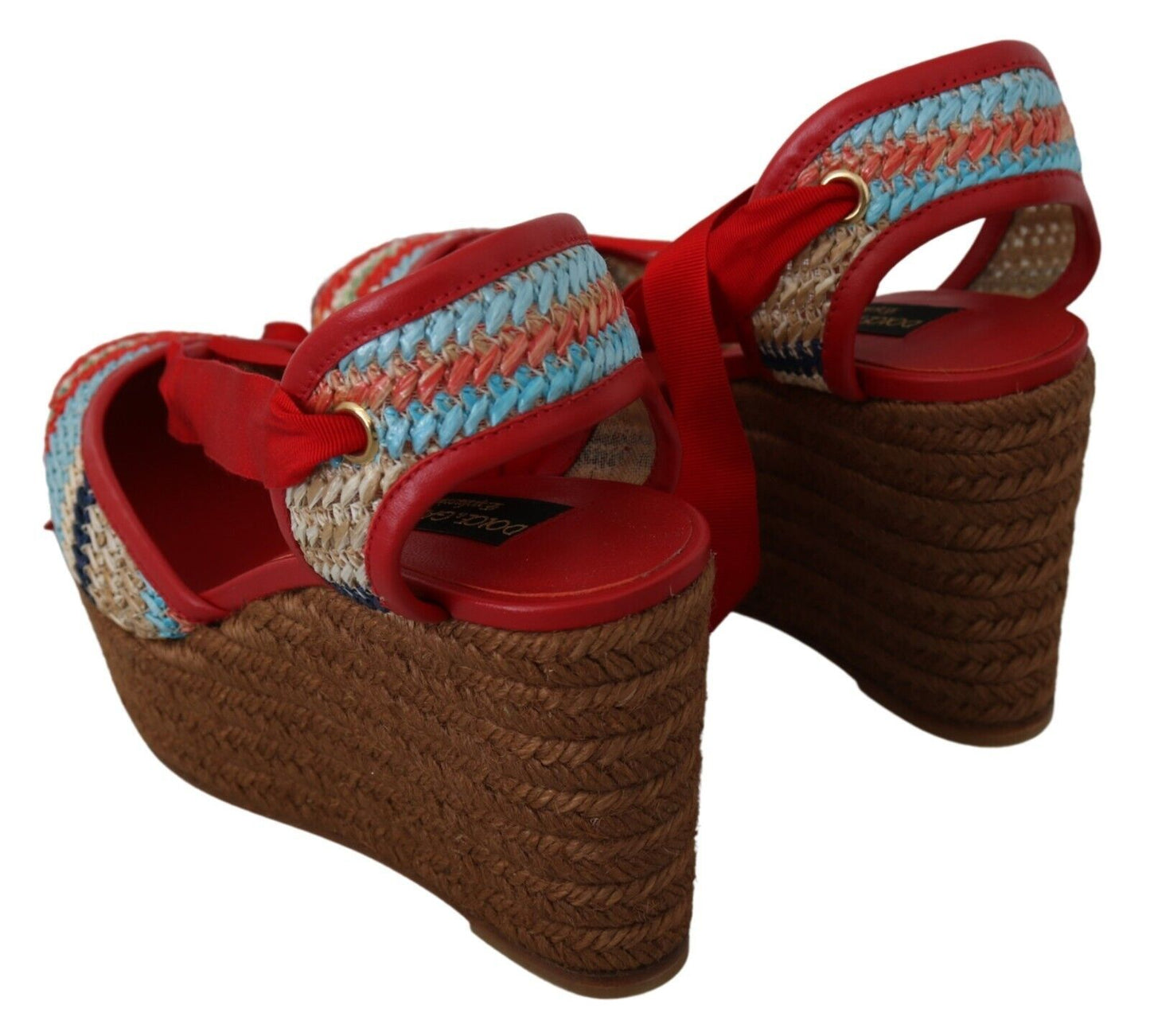 Dolce & Gabbana Multicolor Raffia Wedge Heels Sandals