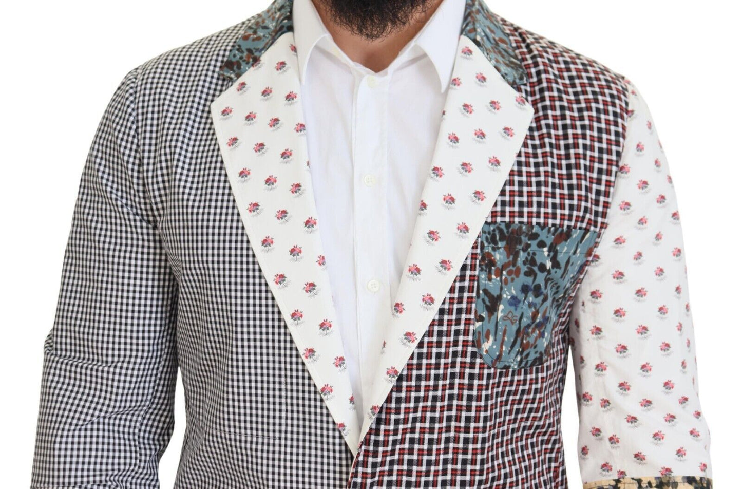 Dolce & Gabbana Multicolor Cotton Slim Fit Blazer