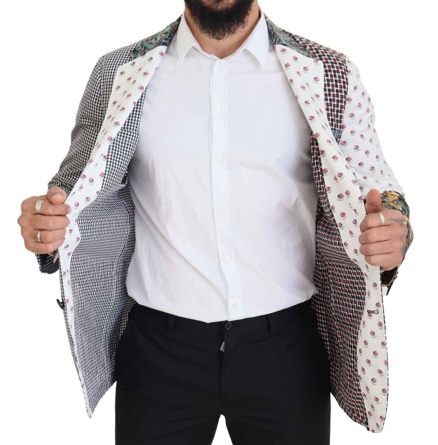 Dolce & Gabbana Multicolor Cotton Slim Fit Blazer