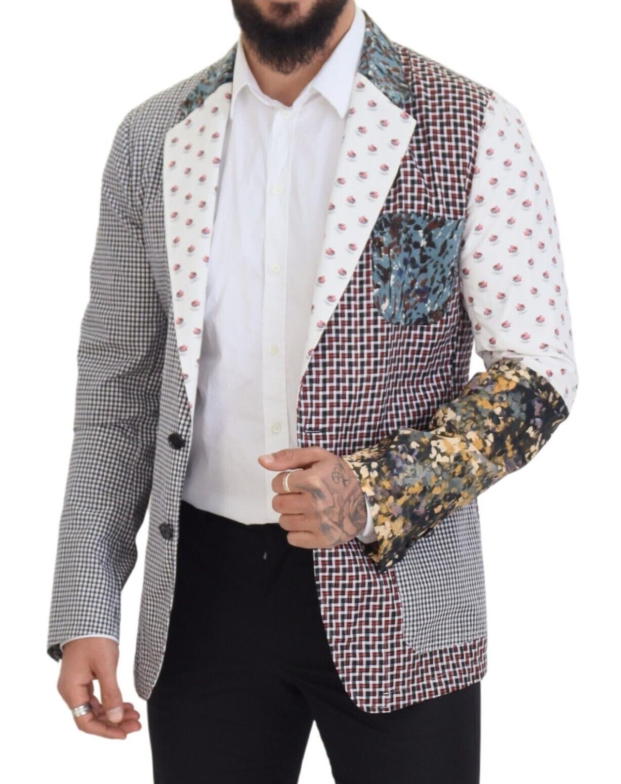 Dolce & Gabbana Multicolor Cotton Slim Fit Blazer