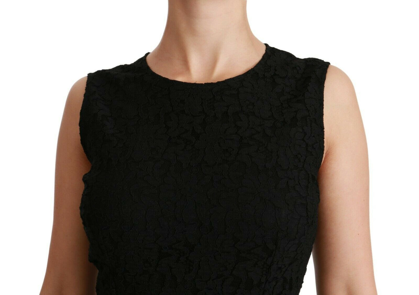 Dolce & Gabbana Black Floral Lace Sheath Gown Dress