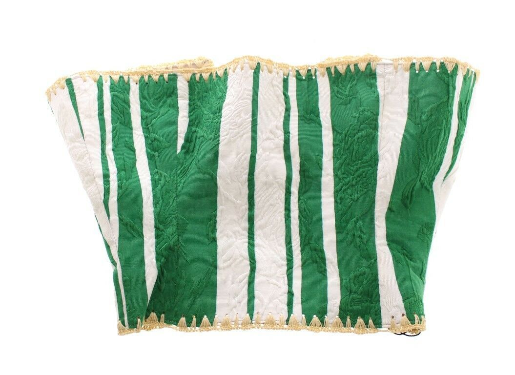 Dolce & Gabbana Green Striped Corset  Woven Raffia Waist Belt