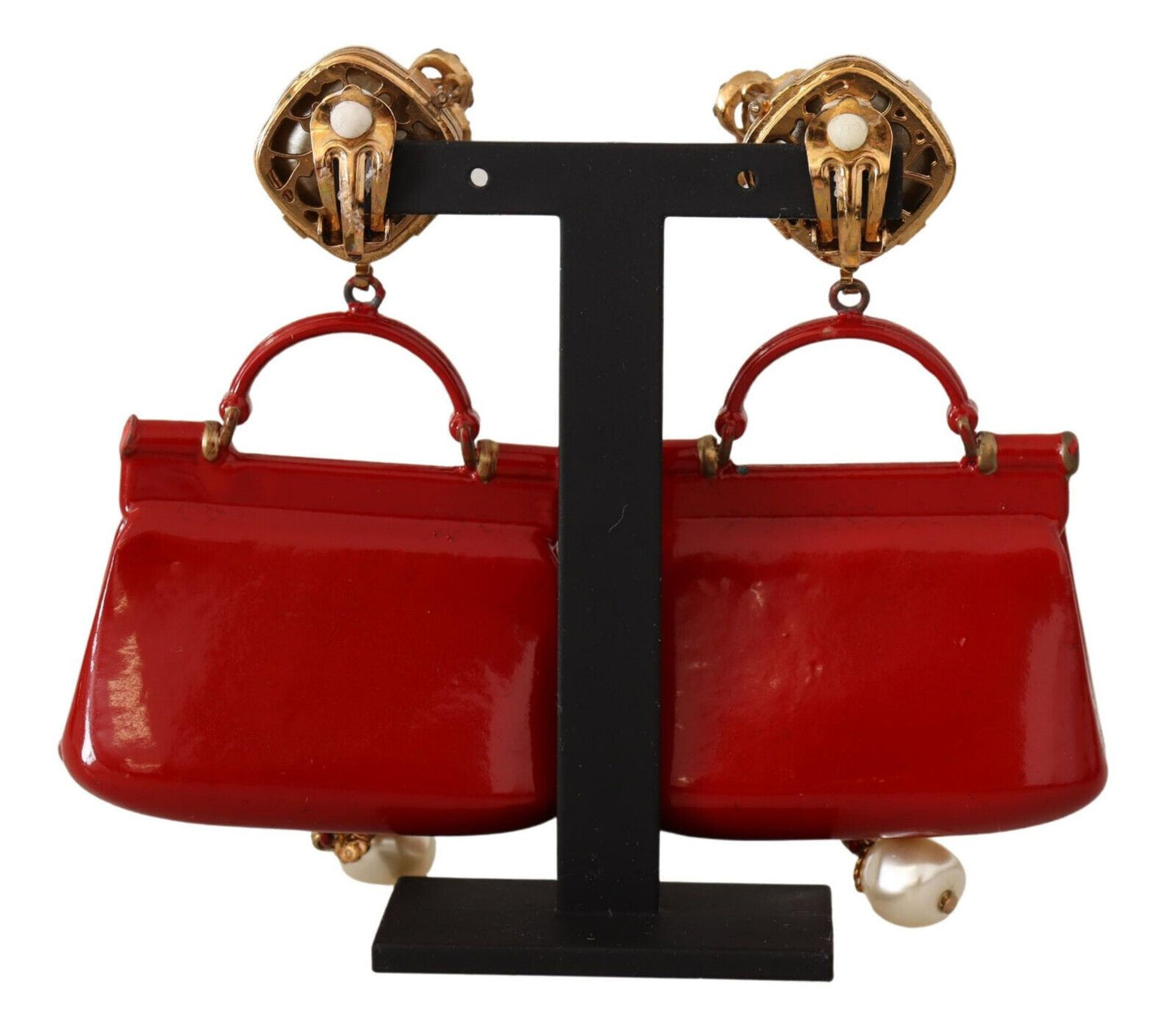 Dolce & Gabbana Enchanting Gold & Red Sicily Bag Earrings