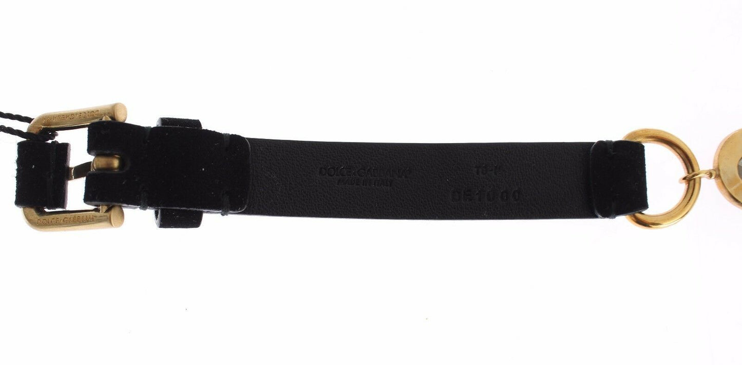 Dolce & Gabbana Black Suede Crystal Waist Belt