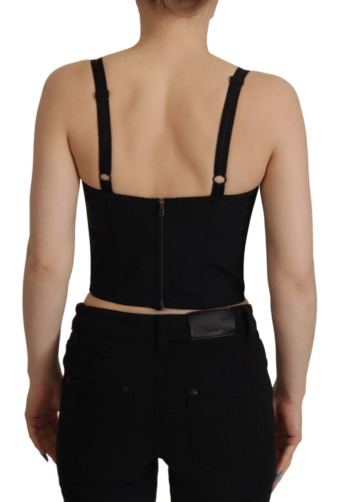 Dolce & Gabbana Black Patchwork Sicily Blouse Corset Cropped Top