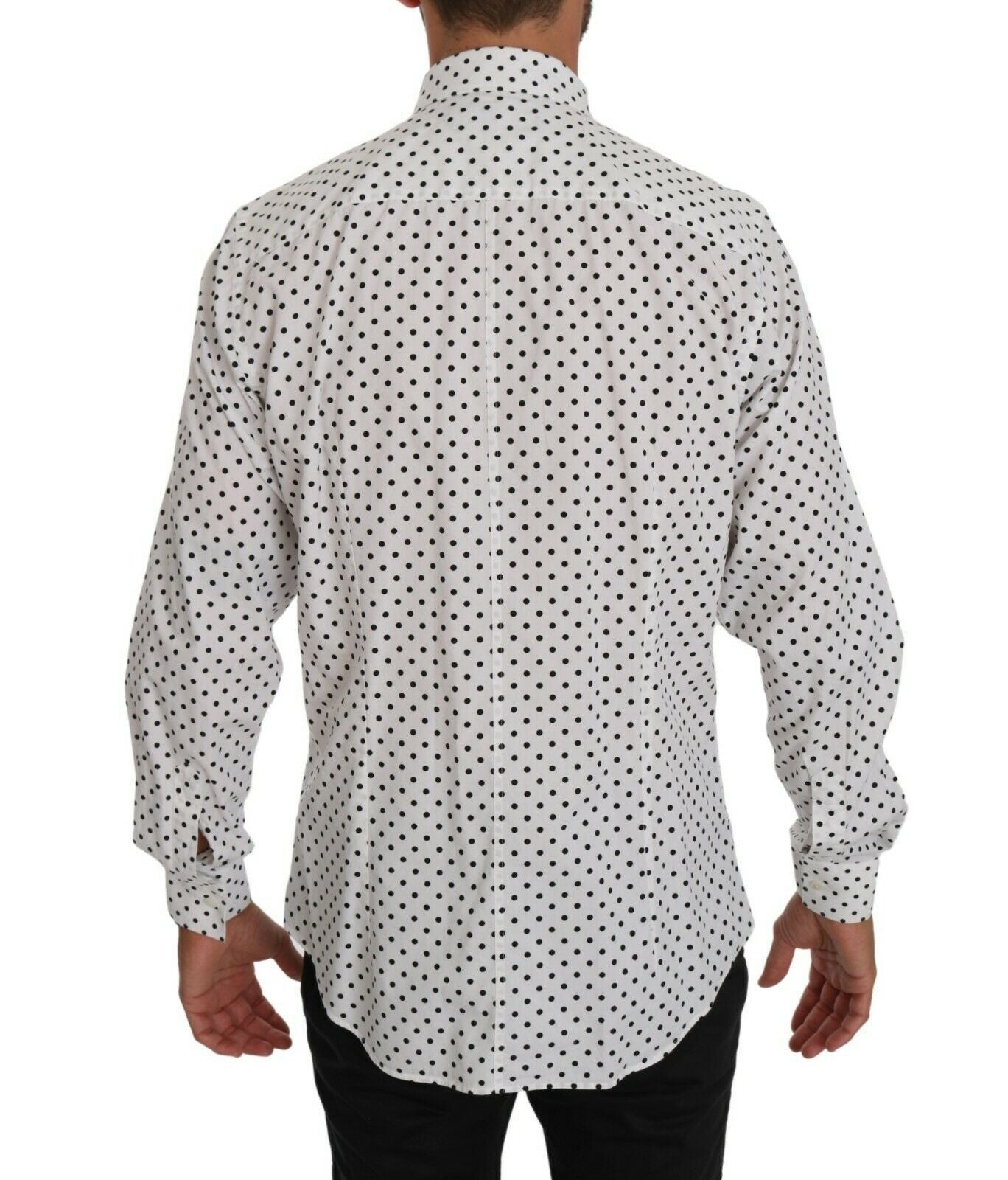 Dolce & Gabbana Elegant White Dotted Martini Dress Shirt