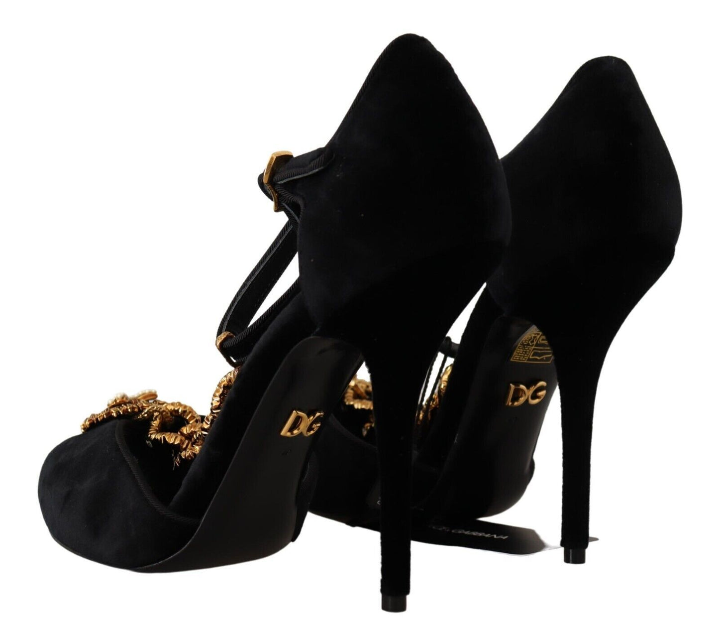 Dolce & Gabbana Velvet Devotion T-Chain Heeled Sandals