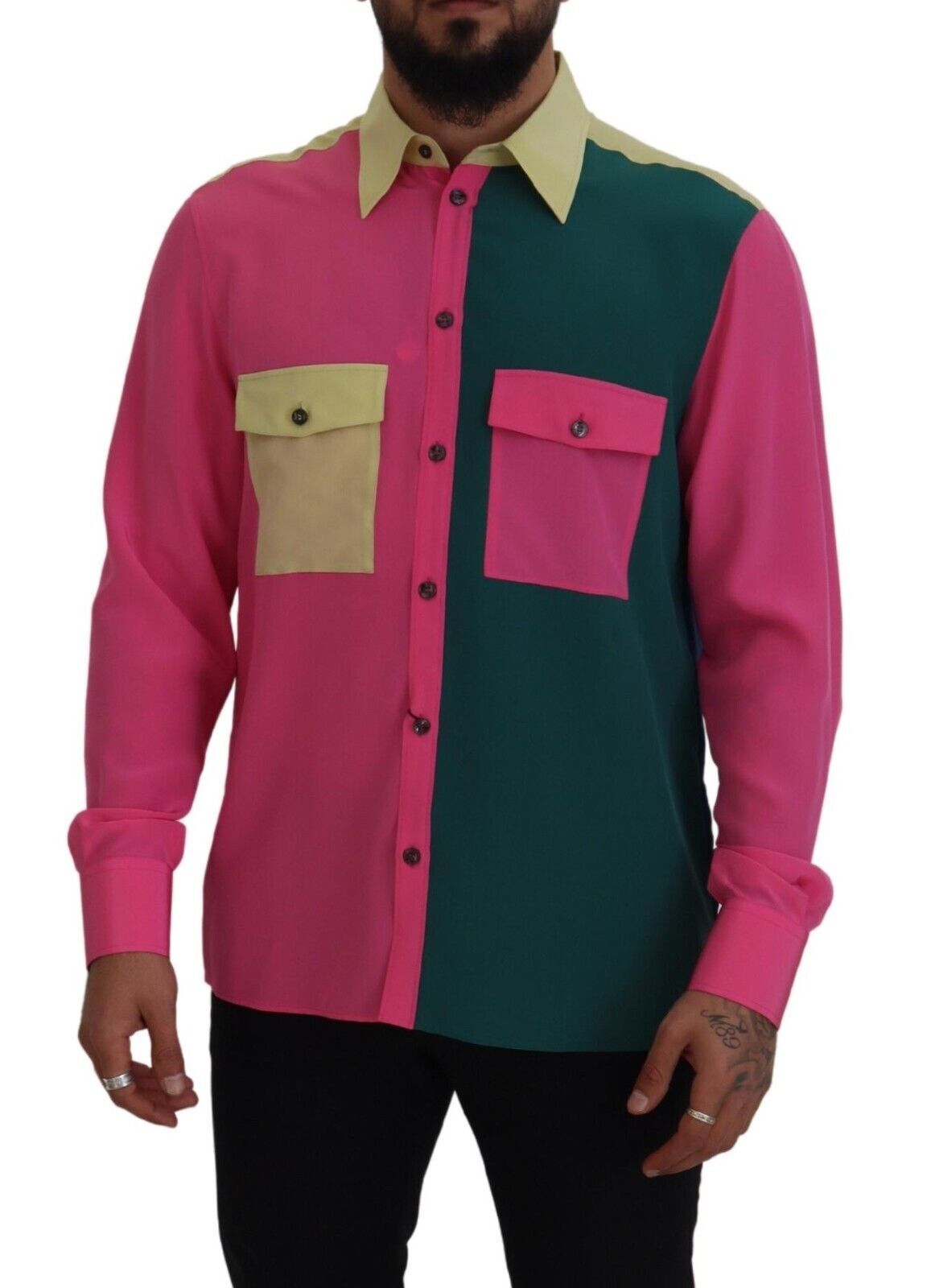 Dolce & Gabbana Elegant Multicolor Silk Button-Down Shirt