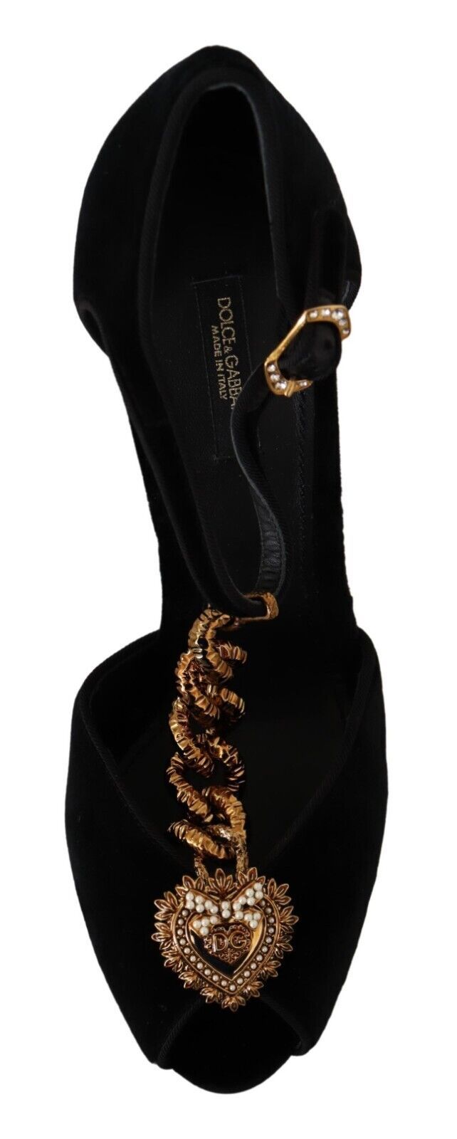 Dolce & Gabbana Velvet Devotion T-Chain Heeled Sandals