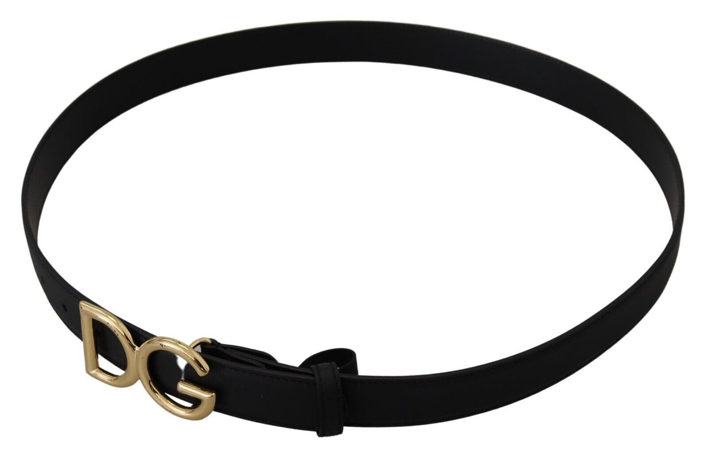 Dolce & Gabbana Elegant Black Leather Belt with Logo Buckle