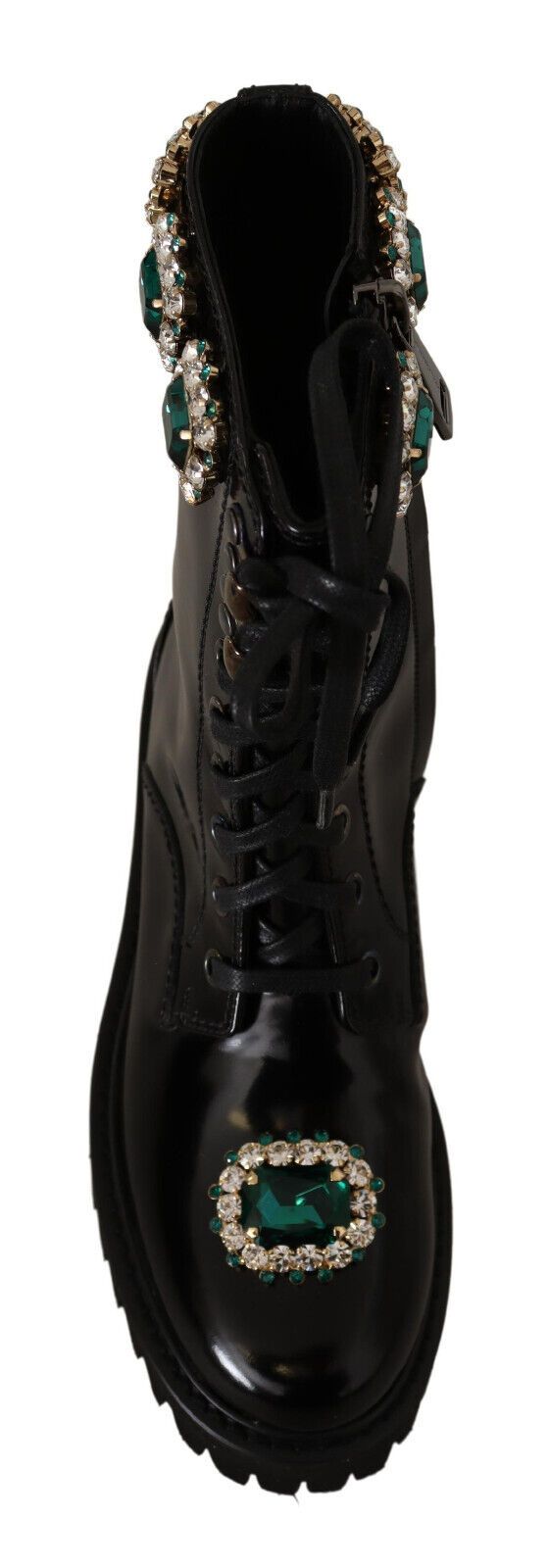 Dolce & Gabbana Elegant Mid-Calf Combat Boots with Crystals