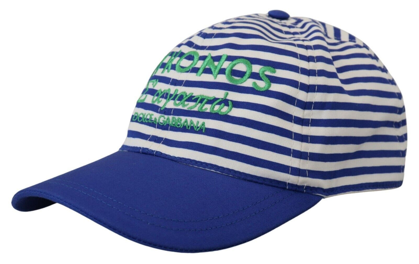 Dolce & Gabbana Elegant Striped Baseball Hat in Blue & White