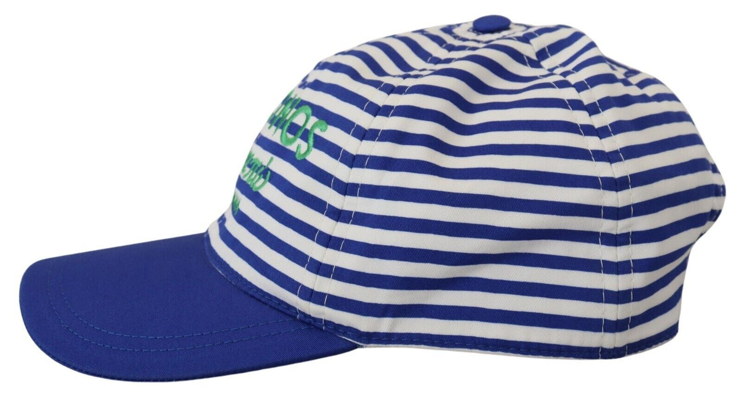 Dolce & Gabbana Elegant Striped Baseball Hat in Blue & White