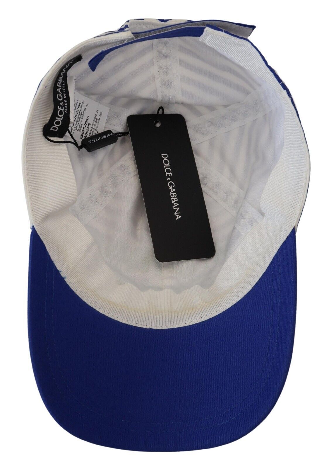 Dolce & Gabbana Elegant Striped Baseball Hat in Blue & White