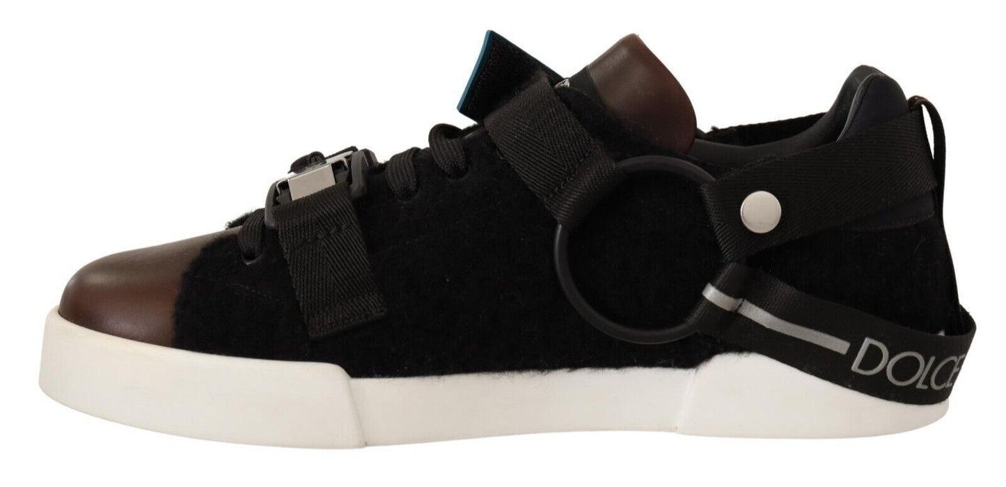 Dolce & Gabbana Elegant Shearling-Lined Leather Sneakers