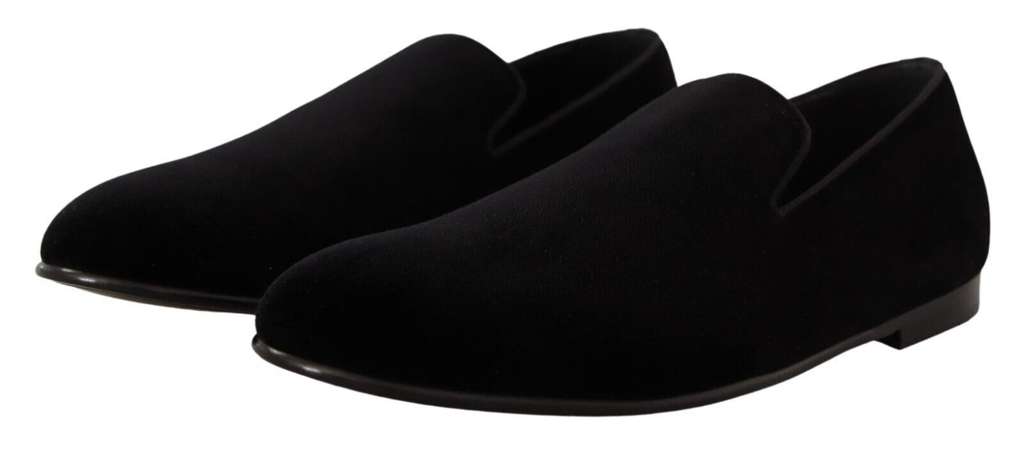 Dolce & Gabbana Elegant Black Velvet Loafers