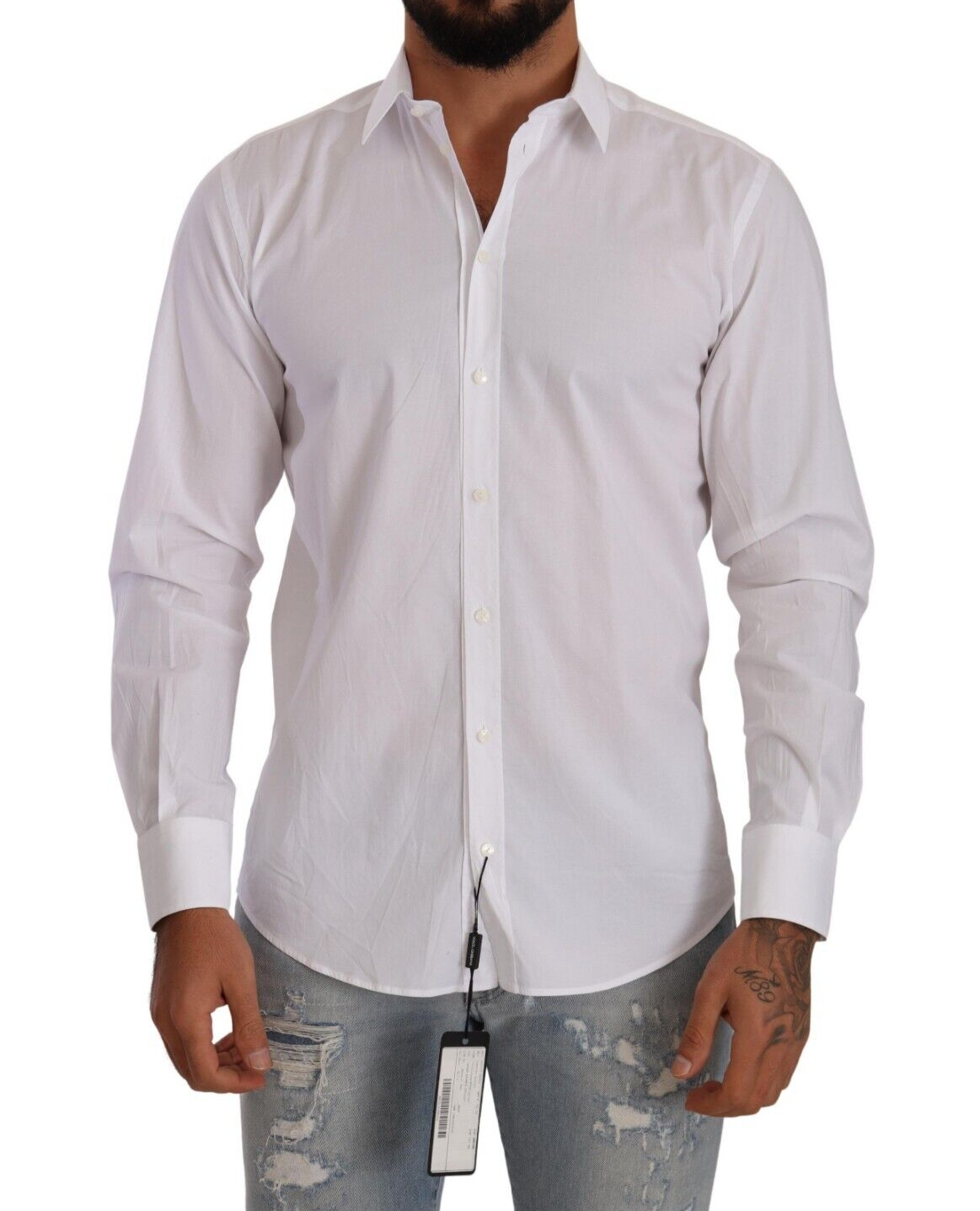 Dolce & Gabbana Elegant White Martini Dress Shirt