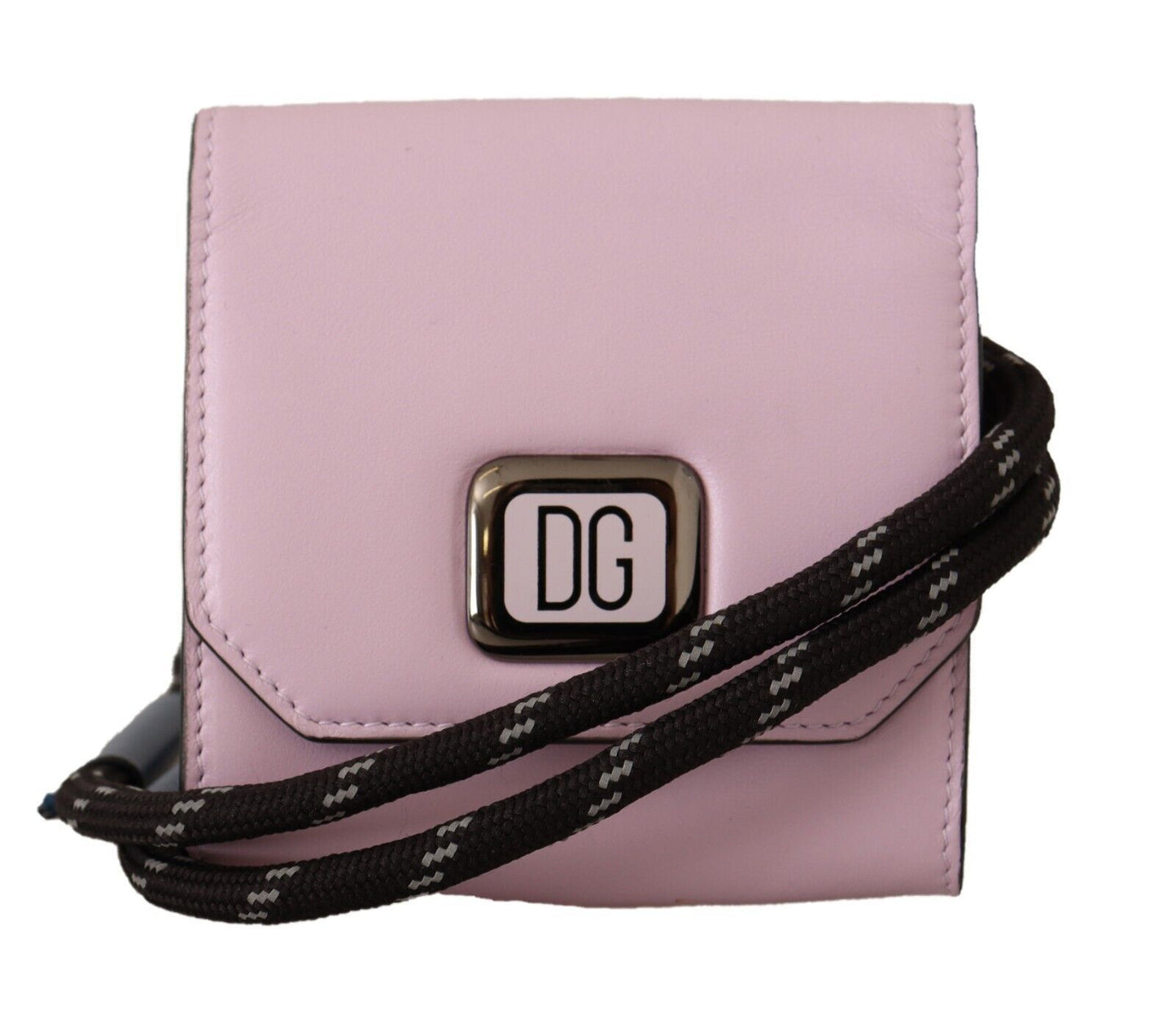 Dolce & Gabbana Chic Pink Leather Bifold Wallet with Neck Strap