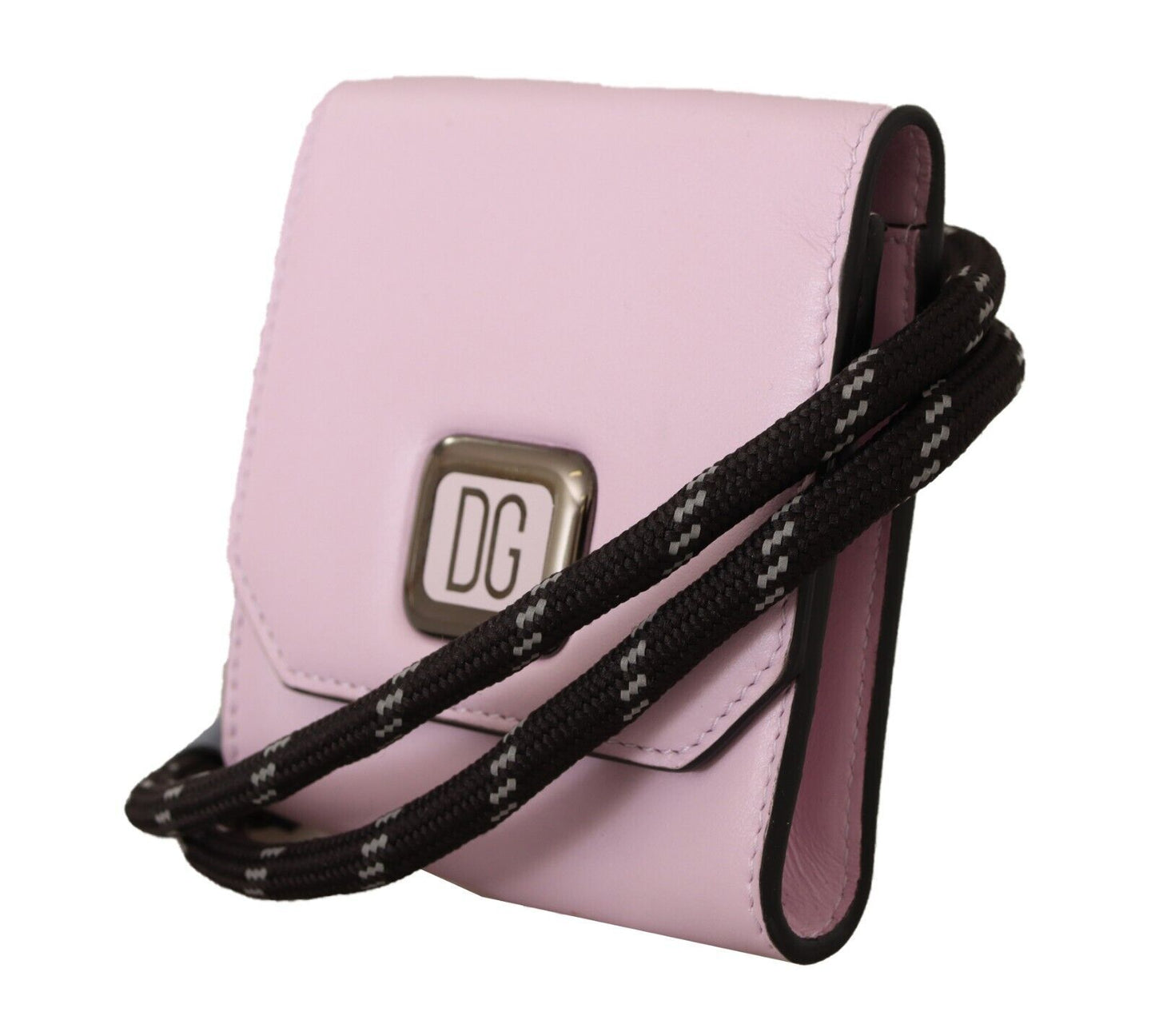 Dolce & Gabbana Chic Pink Leather Bifold Wallet with Neck Strap