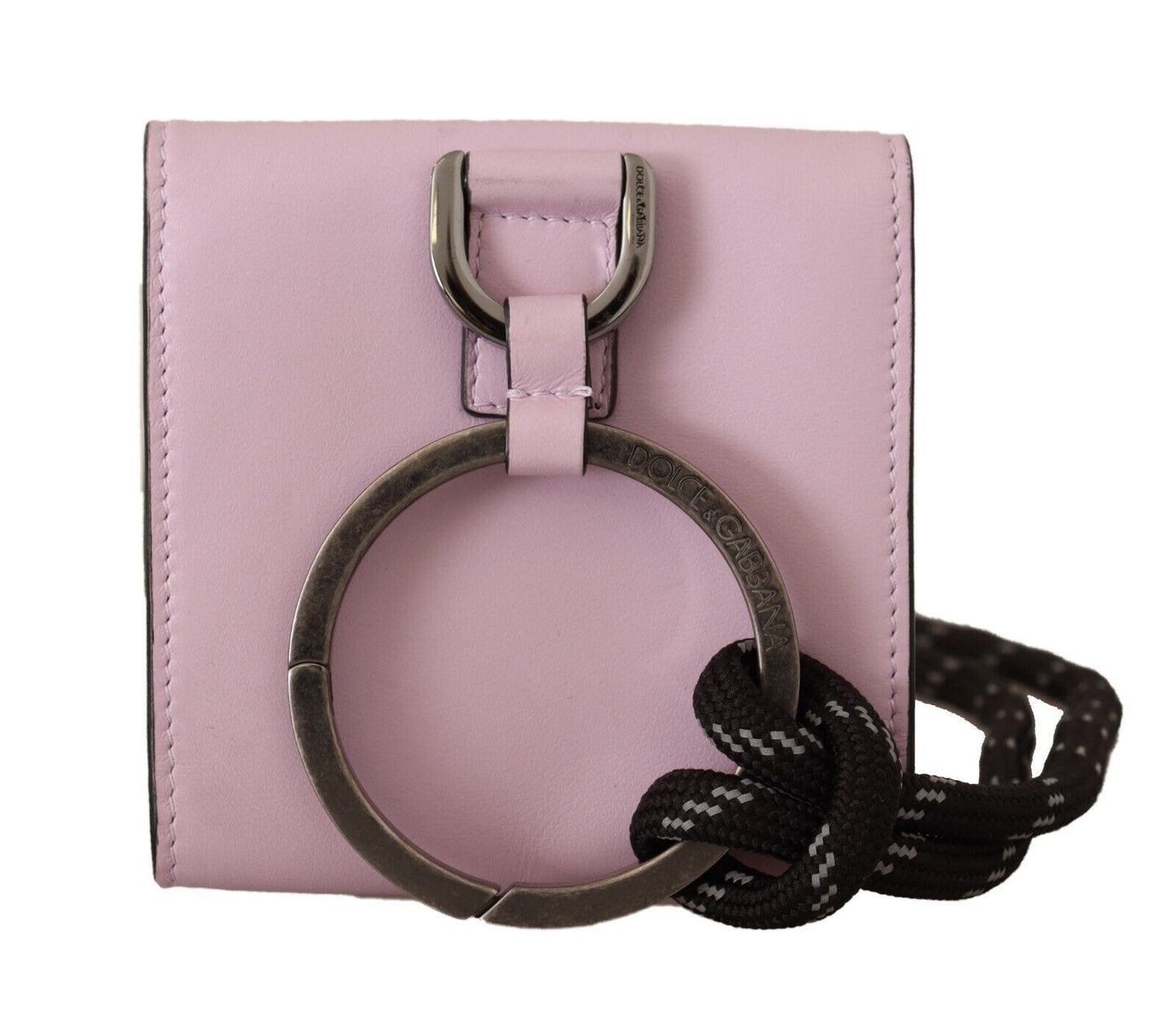 Dolce & Gabbana Chic Pink Leather Bifold Wallet with Neck Strap