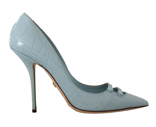 Dolce & Gabbana Elegant Light Blue Leather Pumps