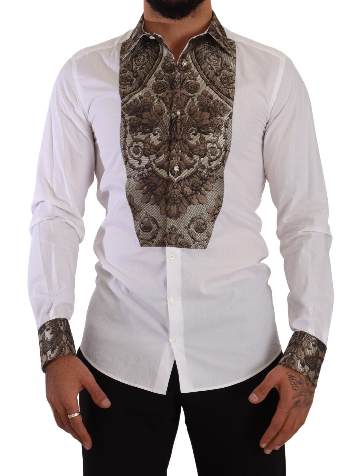 Dolce & Gabbana Elegant White Jacquard Dress Shirt