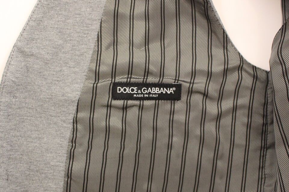 Dolce & Gabbana Gray Cotton Stretch Dress Vest Blazer