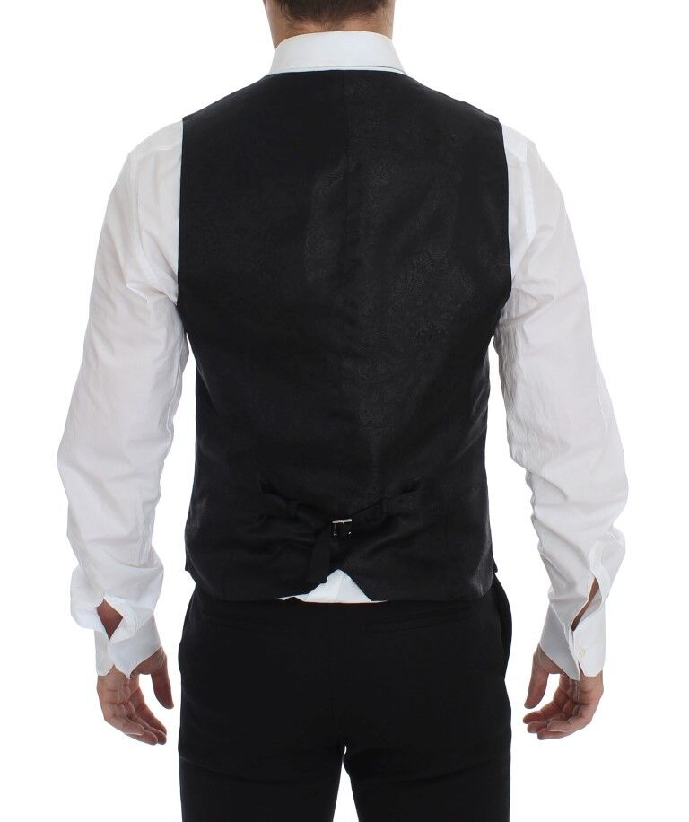 Dolce & Gabbana Black Wool Single Breasted Vest Gilet