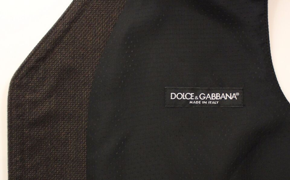 Dolce & Gabbana Brown Cotton Blend Dress Vest Gilet