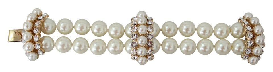 Dolce & Gabbana Elegant Faux-Pearl Crystal Bracelet