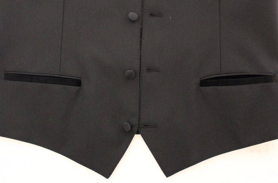 Dolce & Gabbana Black Wool Silk Stretch Dress Vest Blazer