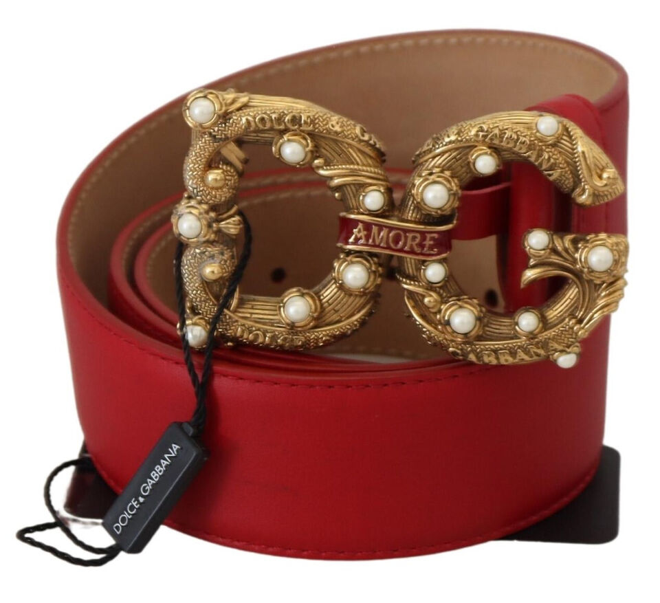 Dolce & Gabbana Elegant Red Amore Leather Belt