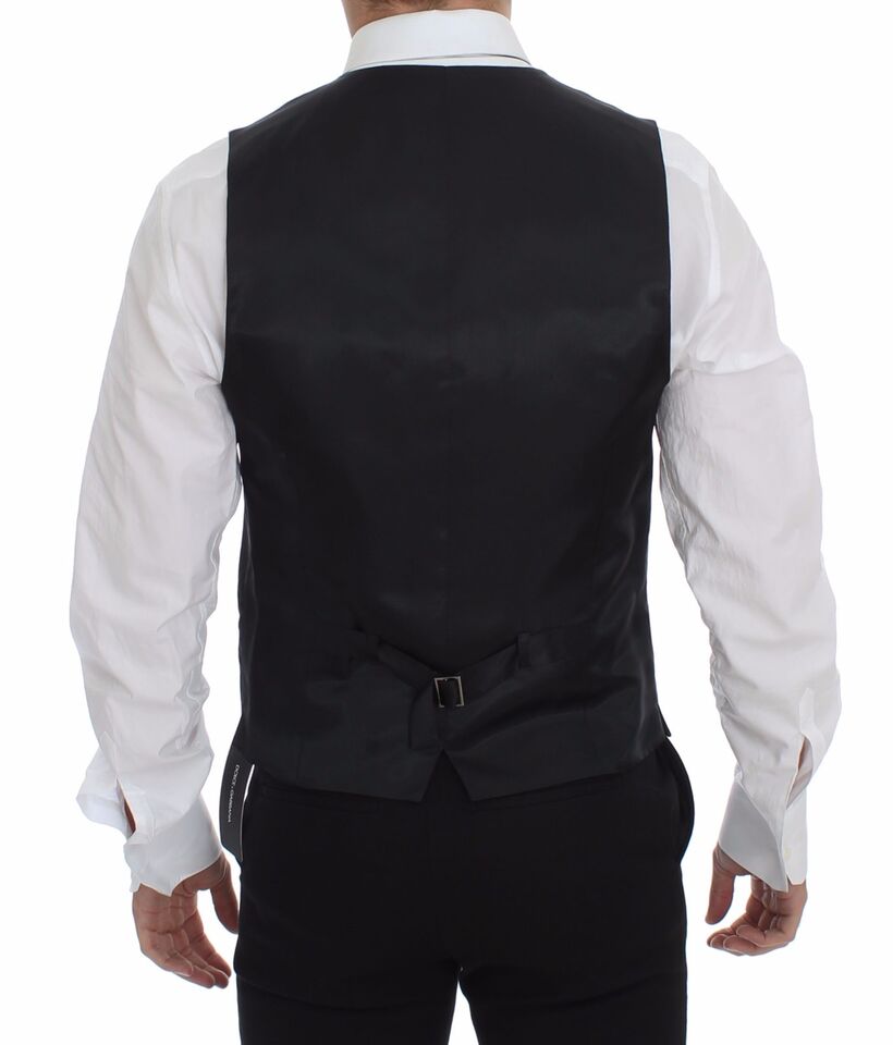 Dolce & Gabbana Gray Slim Fit Button Front Dress Formal Vest