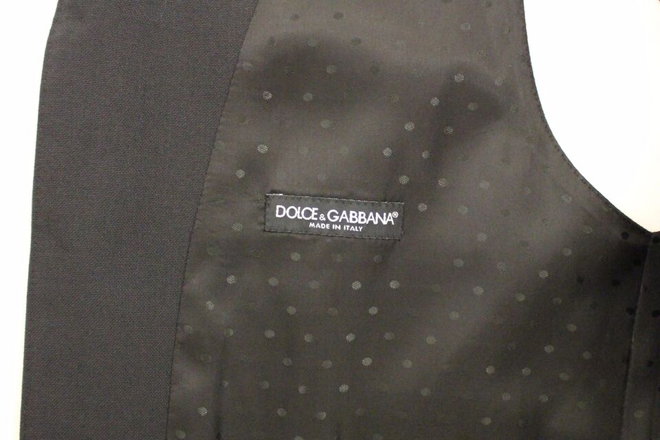 Dolce & Gabbana Black Wool Silk Stretch Dress Vest Blazer