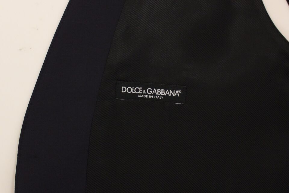 Dolce & Gabbana Blue Wool Formal Dress Vest Gilet Jacket