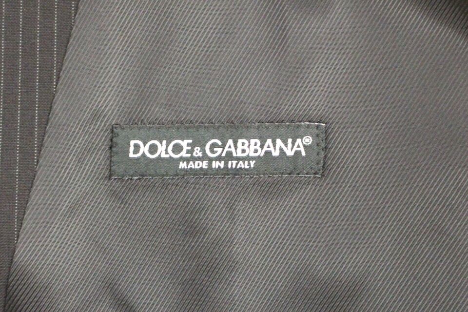 Dolce & Gabbana Black Striped Wool Single Breasted Vest