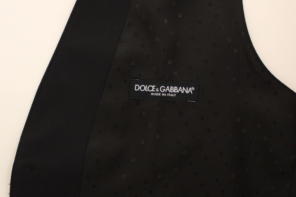 Dolce & Gabbana Black Wool Silk Stretch Dress Vest Blazer