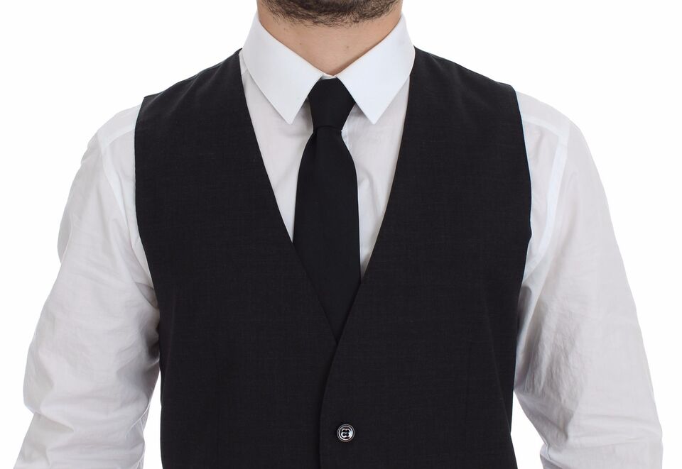 Dolce & Gabbana Gray Slim Fit Button Front Dress Formal Vest