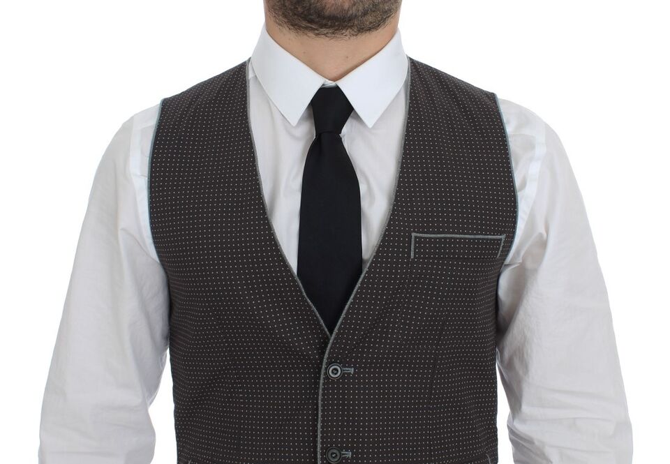 Dolce & Gabbana Gray Polka Dot Dress Vest Gilet Weste