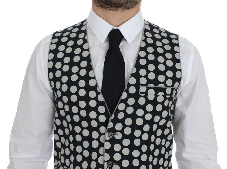 Dolce & Gabbana Blue Polka Dot Dress Vest Gilet Weste