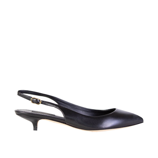 Dolce & Gabbana Elegant Black Leather Décolleté with Low Heel