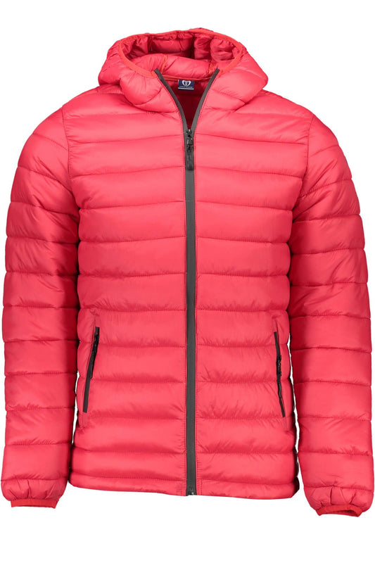 Sergio Tacchini Elegant Red Hooded Jacket with Sleek Zip Detail