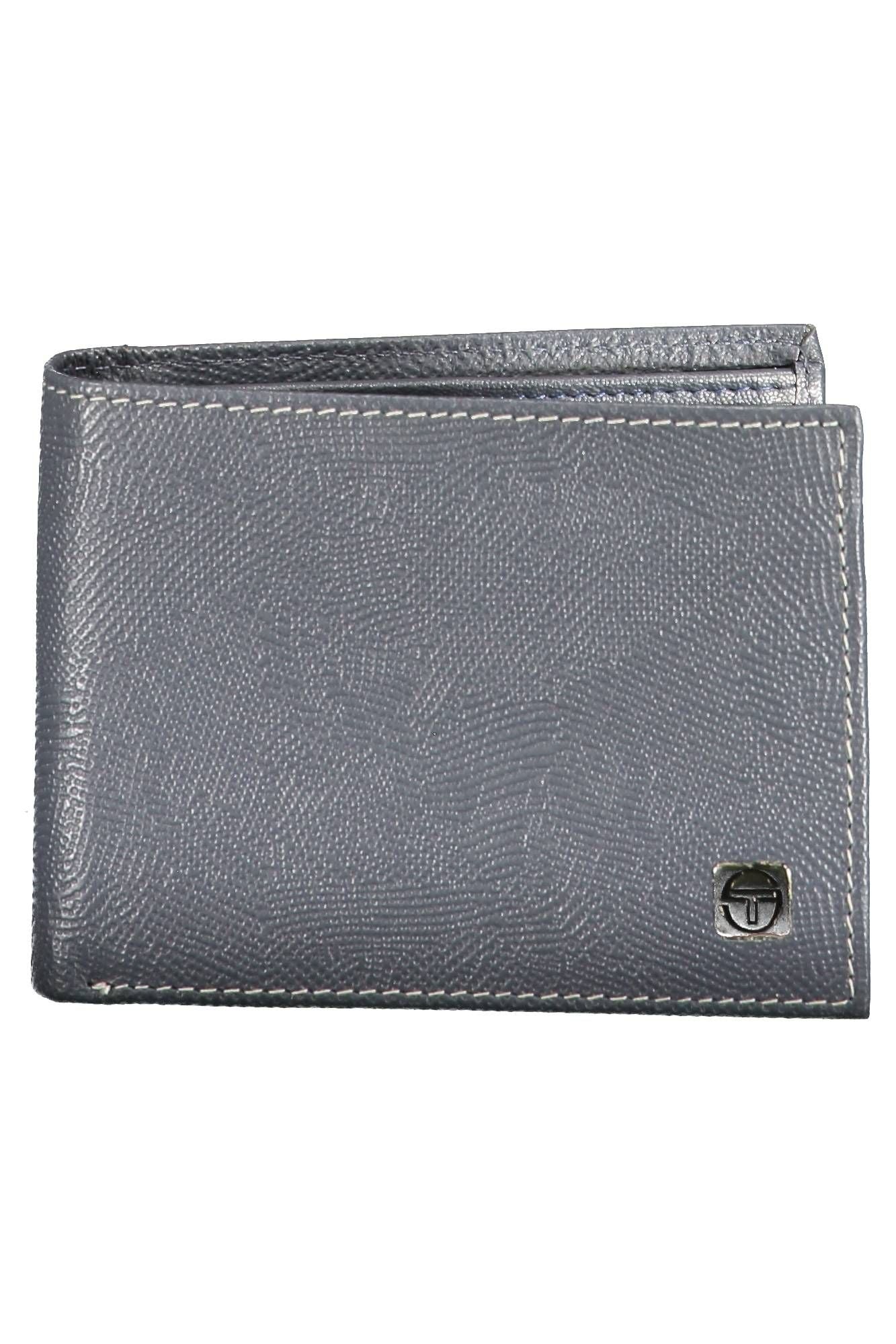 Sergio Tacchini Elegant Blue Leather Wallet with Logo