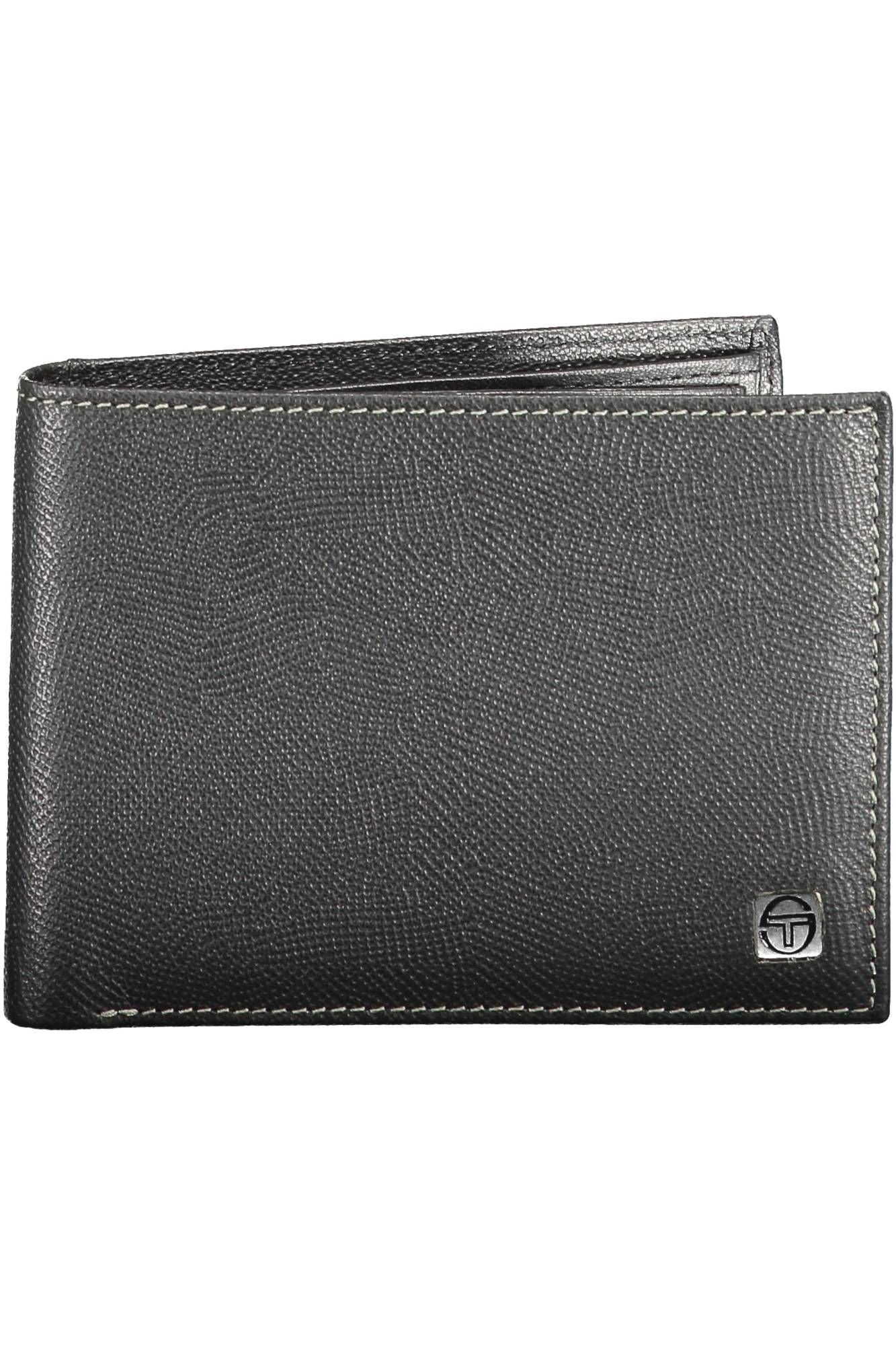 Sergio Tacchini Sleek Black Leather Dual-Compartment Wallet