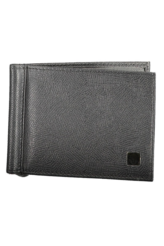 Sergio Tacchini Elegant Black Leather Money Clip Wallet